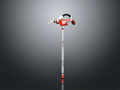 Durable Long Handle Pruning Saw with Red White Design for Garden Maintenance 3d model