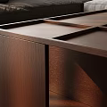 Modern Coffee Table In Living Room With Glasses And Magazine On Wooden Surface Near Sofa