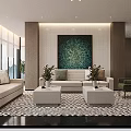 Stylish New Chinese Hotel Lobby With Elegant Reception Desk And Cozy Lounge Interior Design