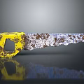 Old Rusty Saw With Yellow Handle On Black Surface And Reflection