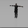 Tactical Gear Equipped Character Standing With Arms Outstretched Full Body Pose Against Gray Background