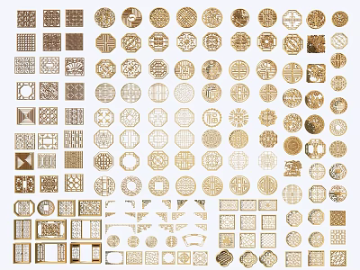 Intricate Carved Window Designs with Various Traditional Ornamental Patterns for Home Interior Decoration 3d model