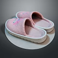 Soft Pink Fluffy Slippers with White Sole and Decorative Logo Design