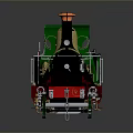 Vintage Green Steam Train With Brass Accents And Red Wheel Details