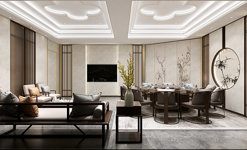 New Chinese Private Room Restaurant Private Room 3d model