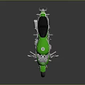 Green Vintage Motorcycle With Black Seat And Shiny Exterior Design