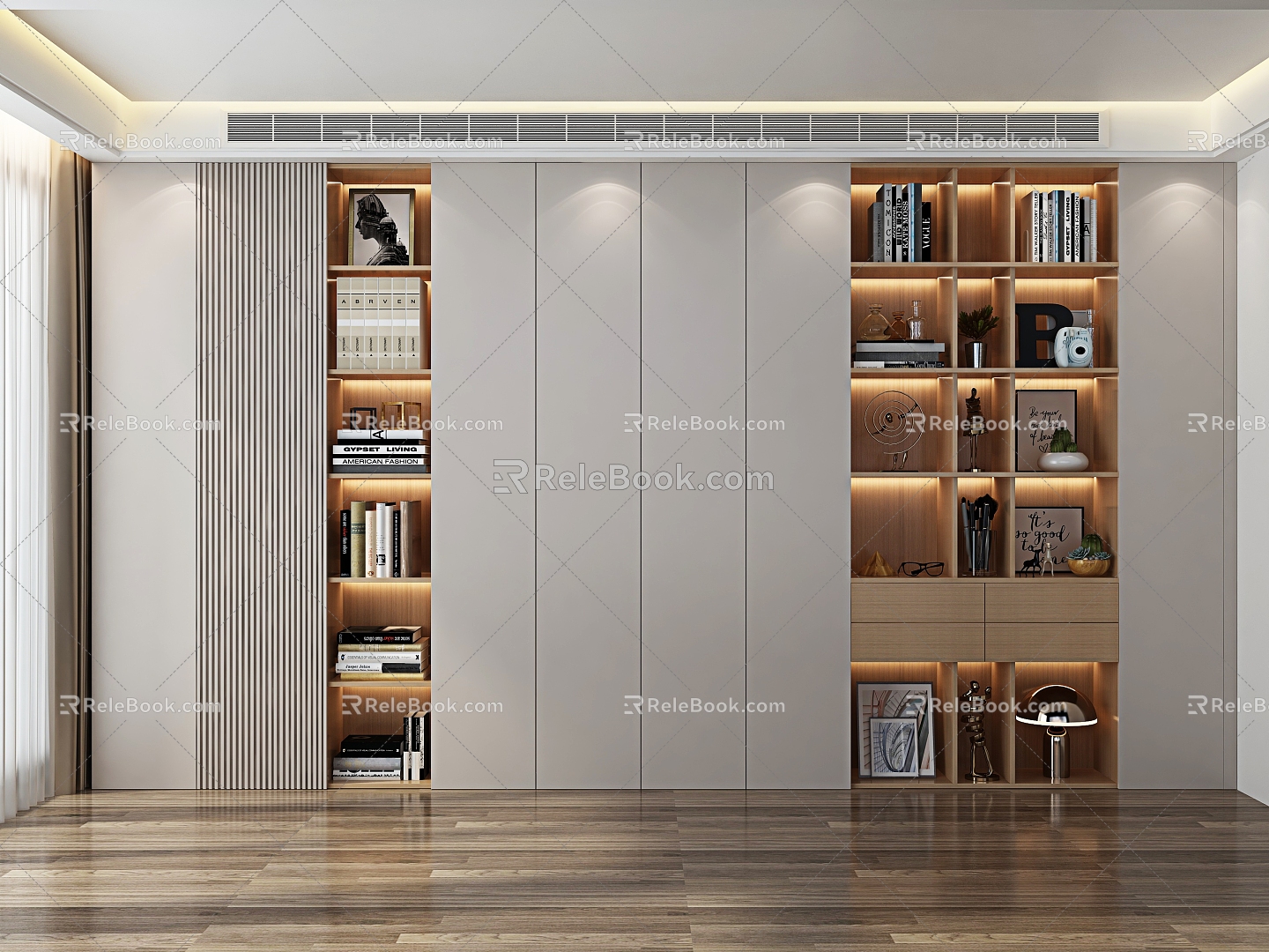 modern bookcase open bookcase 3d model