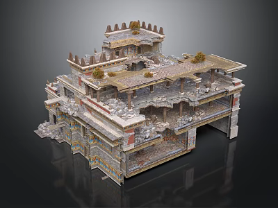 Ancient Multi Level Architecture Model With Tower Like Structures Columns And Decorations 3d model