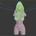 Game and Film Character 3D Model with Blonde Long Hair Hairstyle Design