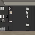 Modern Black Bookcase With Open Shelves Closed Cabinets Books And Decor 3d model