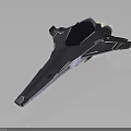 Futuristic Cosmic Spaceship with Sleek Dark Design and Blue Window for Interstellar Exploration