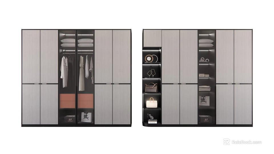 Modern Wardrobe Interior Design With Multiple Compartments And Storage Space 3d model 