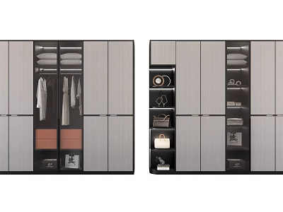 Modern Wardrobe Interior Design With Multiple Compartments And Storage Space 3d model