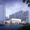 Modern Residential Building Complex With Community Center And Landscaping In Evening Light