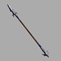Medieval Spear Weapon With Metal Head Wooden Shaft And Blue Accents
