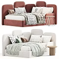 Soft Modern Kids Bed With Cozy Pillows And Safe Mattress For Children