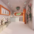 Pink Small Shop With Green Roof Arched Doorway And Hydrangea Plant Decorations