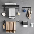 Wall Mounted Bathroom Shelf With Towels Bath Sponge Brush And Toilet Paper Holder