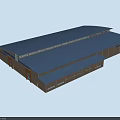 Modern Industrial Factory Building With Blue Roof Large Windows And Industrial Architecture Features