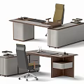 Modern Office Desk Design With Executive Chair Storage Drawers And Work Surface 3d model