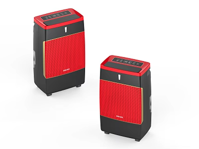 Two SHARP Red and Black Daily Use Dehumidifiers with Modern Control Panel 3d model