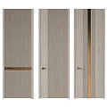 Modern Hinged Doors With Vertical Stripes Wooden Texture And Metal Handles