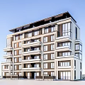Modern Townhouse Exterior With Multi Story Design Large Windows And Balconies