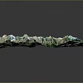 Detailed 3D Mountain Landscape Terrain Model With Rivers And Green Vegetation