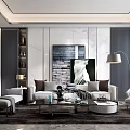 Elegant Modern Living Room Interior Design With Sofa Coffee Table And Artwork 3d model