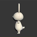 Cute White Rabbit Toy With Long Ears Standing On Reflective Surface 3d model