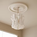 Modern White Folded Design Chandelier Hanging From Ceiling With Circular Rosette In Room 3d model