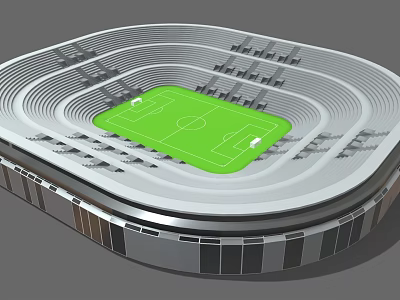 Modern Football Stadium Architecture Featuring Green Pitch And Surrounding Seats 3d model