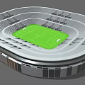 Modern Football Stadium Architecture Featuring Green Pitch And Surrounding Seats