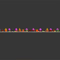 Colorful Cartoon Fruit Board Game Scene With Various Fruits And Green Paths