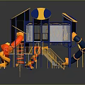 Colorful Children's Playground Equipment With Slides And Climbing Structures