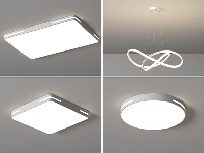 Contemporary Lighting Combinations Featuring Square Round Ceiling Lights And Infinity Pendant Fixtures 3d model
