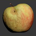 Fresh Ripe Yellow And Red Apple With Small Spot On Dark Background And Reflection