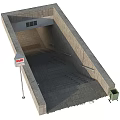 Practical Road Infrastructure With Steps Handrails Brick Walls Signage And Trash Bin