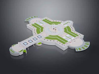 Futuristic Space Exploration Base With Circular Design And Green Modular Zones 3d model