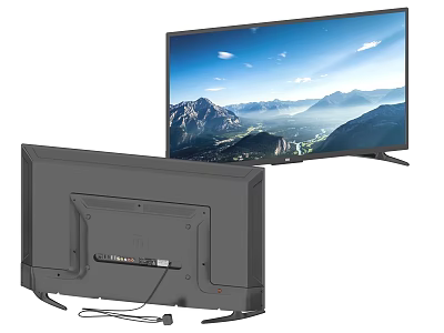Modern Smart TV With Scenic Mountain View Display Sleek Frame And Back Stand Design 3d model