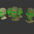 Multiple Realistic Bald Human Head Models With Detailed Facial Features
