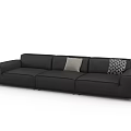 Black Leather Sectional Sofa With Gray And Patterned Accent Pillows Modern Design 3d model