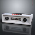 Retro White Audio Speaker with Classic Knobs FM Dial Antenna and Red Buttons Design