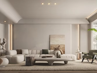 Quiet living room Cream living room 3d model