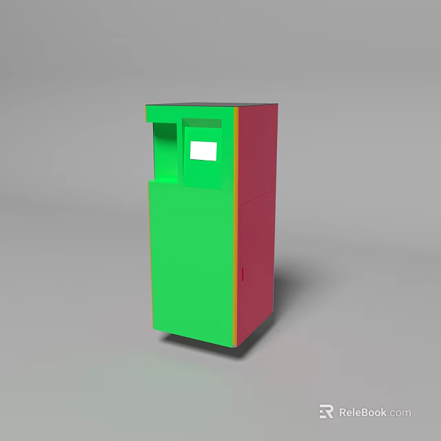 Modern Vertical Green And Red Cabinet With Digital Screen For Self Service Use 3d model 