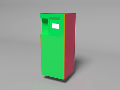 Modern Vertical Green And Red Cabinet With Digital Screen For Self Service Use 3d model