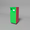 Modern Vertical Green And Red Cabinet With Digital Screen For Self Service Use