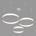 Modern Ring Shaped Pendant Lights Illuminated Hanging From Ceiling In Contemporary Interior 3d model