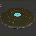 Commercial Equipment With Circular Design Blue Glowing Center Ring Structure And Blue Indicator Lights On Base