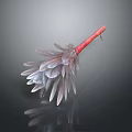 Feather Duster Household Cleaning Tool With Red Handle And Soft Gray White Feathers 3d model